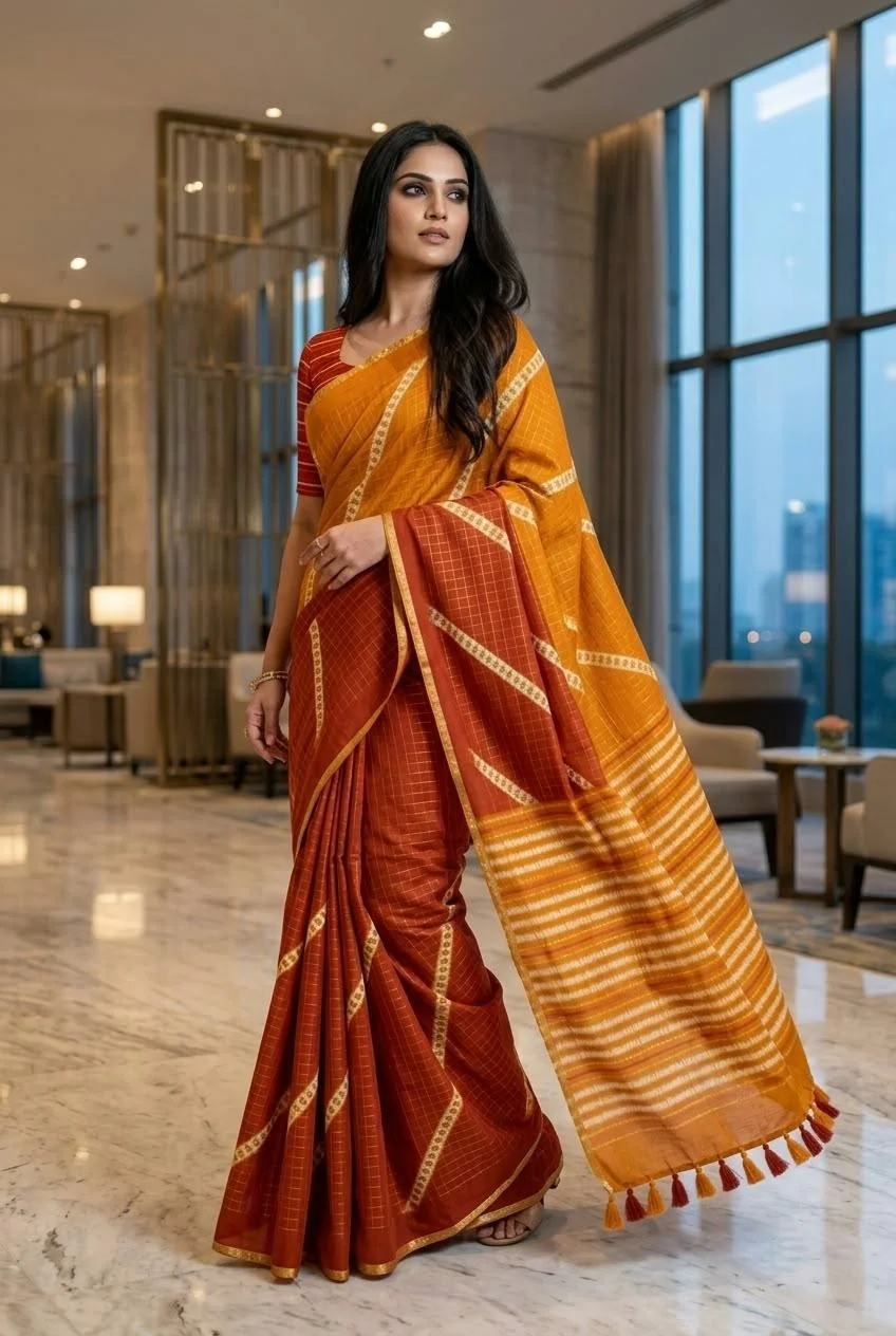 Pure Linen Jari Cotton Saree